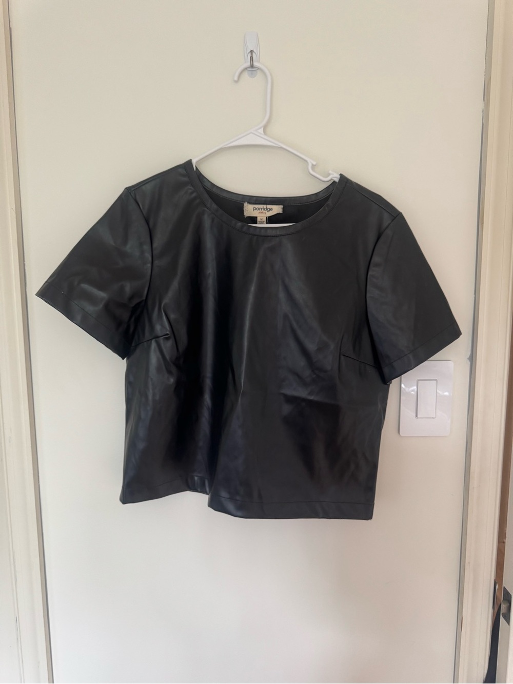 NWT Anthropologie Porridge Faux Leather Top